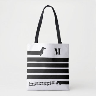 Custom Dachshund Monogram Tote Bag Tasche