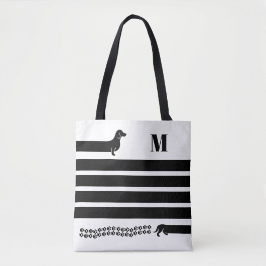 Custom Dachshund Monogram Tote Bag Tasche (Vorderseite)