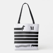 Custom Dachshund Monogram Tote Bag Tasche (Rückseite)