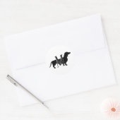 Custom Dachshund Silhouette Monogram Runder Aufkleber (Umschlag)