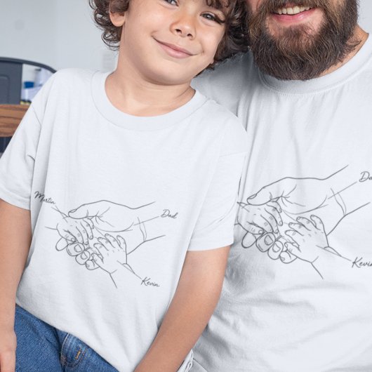 Custom Dad and Kids Hand Line Art Name Shirt