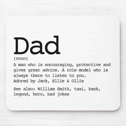 Custom Dad Definition Black and White Mousepad (Vorne)