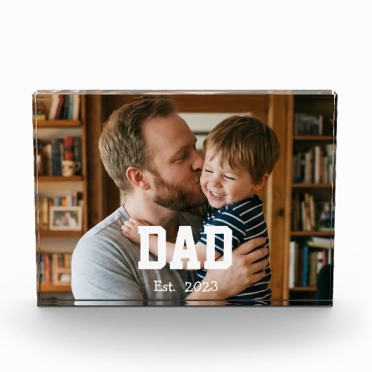 Custom Dad Established Modern Bold Text Fotoblock (Vorderseite)