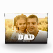 Custom Dad Established Modern Bold Text Photo Fotoblock (Vorderseite)