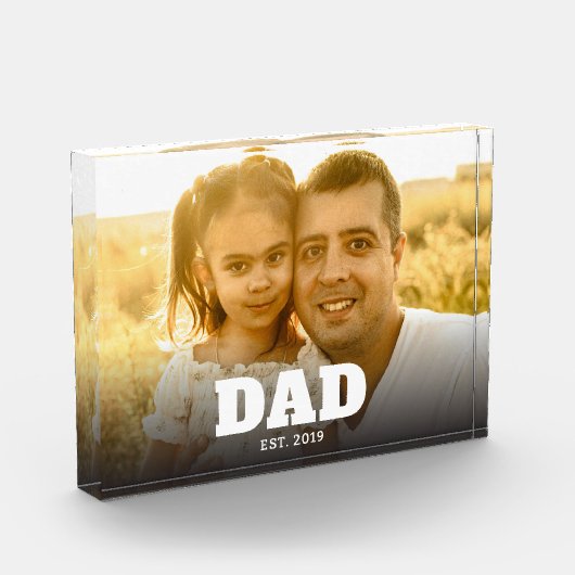 Custom Dad Established Modern Bold Text Photo Fotoblock (Links)