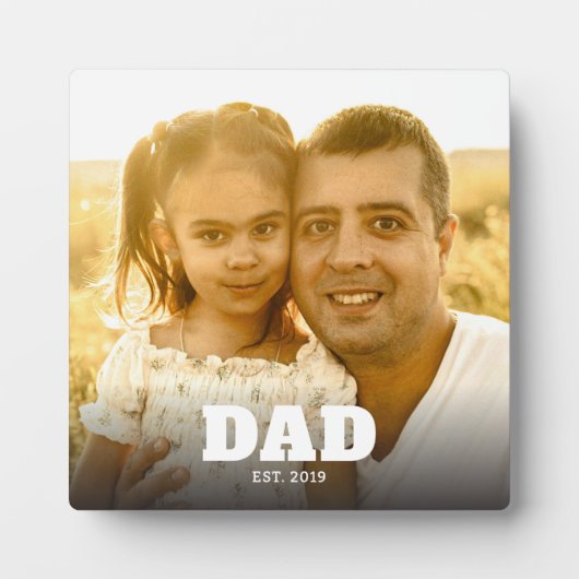 Custom Dad Established Modern Bold Text Photo Fotoplatte (Vorderseite)