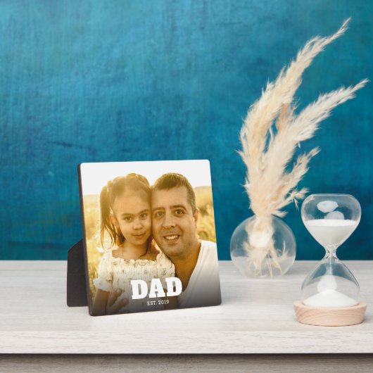 Custom Dad Established Modern Bold Text Photo Fotoplatte (InSitu)