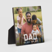 Custom Dad Established Modern Bold White Photo Fotoplatte (Vorderseite)