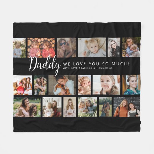 Custom Daddy 18 Photo Collage Fleecedecke (Vorderseite (Horizontal))