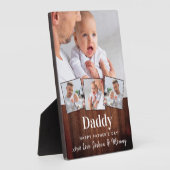 Custom DADDY 4 Foto Collage Rustic Wood Fotoplatte (Seite)