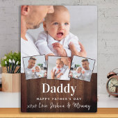 Custom DADDY 4 Foto Collage Rustic Wood Fotoplatte