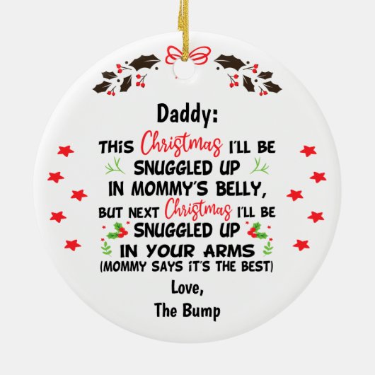 Custom Daddy An Weihnachten werde ich geknickt Keramik Ornament (Hinten)