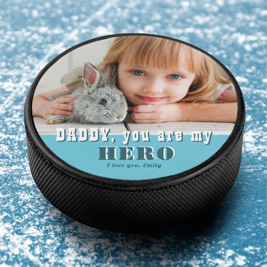 Custom Daddy, du bist mein Helden-Foto Eishockey Puck