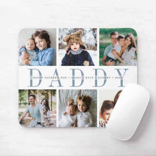 Custom Daddy Foto Collage & Kids Names Mousepad (Mit Mouse)