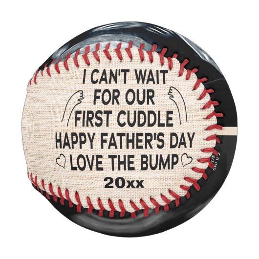 Custom Daddy I Can't Wait for our first cuddle Baseball (Rückseite Links)