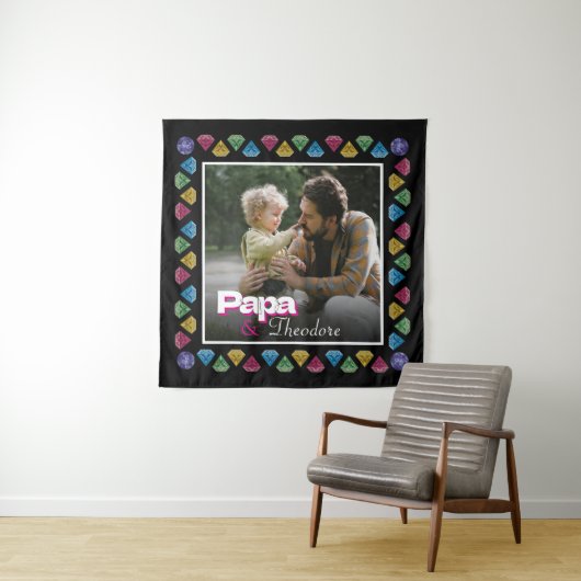 Custom Daddy & Kid Foto Keepake - Personalisiert Wandteppich (Beispiel)