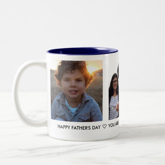 Custom Daddy Vatertag Foto Collage Zweifarbige Tasse (Links)