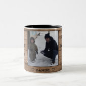Custom Daddy Vatertag Foto Collage Zweifarbige Tasse (Mittel)