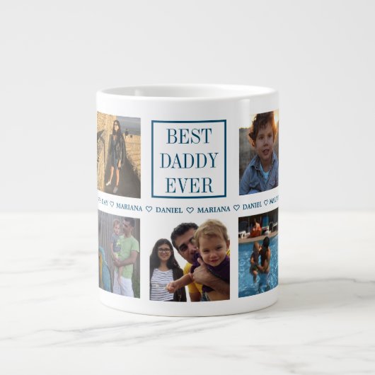Custom Daddy's Day Foto Collage Jumbo-Tasse (Vorderseite)