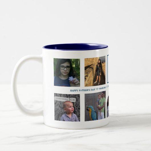 Custom Daddy's Day Foto Collage Zweifarbige Tasse (Links)
