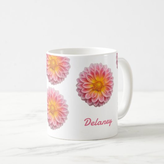 Custom Dahlia and Dew Drops Kaffeetasse (VorderseiteRechts)