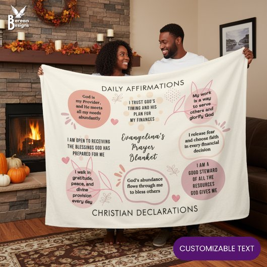 Custom Daily Affirmations Christian Bible Verse Fleecedecke
