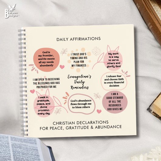 Custom Daily Affirmations Christian Bible Verse Notizblock