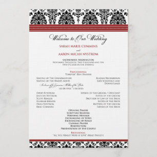 :custom: Damask black/red Wedding Program Programm