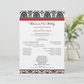 :custom: Damask black/red Wedding Program Programm (Stehend Vorderseite)