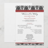 :custom: Damask black/red Wedding Program Programm (Vorne/Hinten)