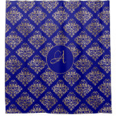 Custom Damask Gold Monogram Duschvorhang (Vorderseite)