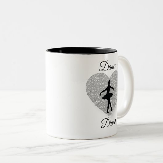 Custom Dance ,Dance Sparkle Herz Sparkling Sliver Zweifarbige Tasse (VorderseiteRechts)