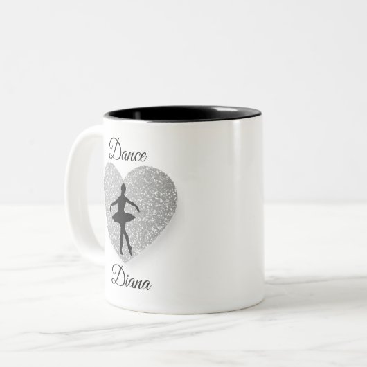 Custom Dance ,Dance Sparkle Herz Sparkling Sliver Zweifarbige Tasse (Vorderseite Links)