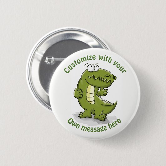 Custom Dancing Crocodile Cartoon Button (Vorne & Hinten)