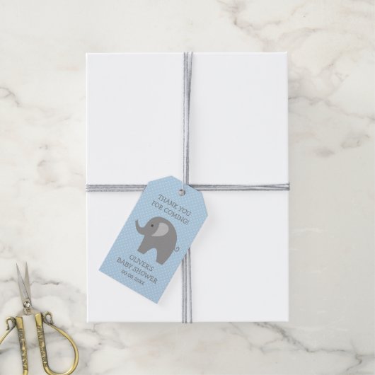 Custom danke Elefant Babydusche Gastgeschenk Geschenkanhänger (Mit Garn)
