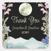 Custom danke Ihnen Hochzeit Wildblume Mountains Mo Quadratischer Aufkleber (Vorderseite)