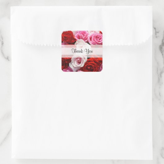 Custom "Danke" Rose Square Stickers (Tasche)