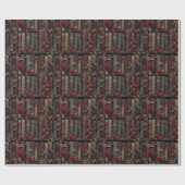 Custom Dark Academia Roses & Antique Library Book Geschenkpapier (Flach)