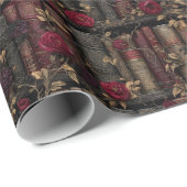 Custom Dark Academia Roses & Antique Library Book Geschenkpapier (Rolleneckpunkt)