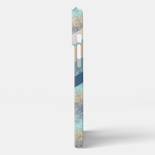 Custom Dark Aquamarin Blue Brown Retro Stripes iPhone Hülle (Linke Seite)