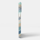 Custom Dark Aquamarin Blue Brown Retro Stripes iPhone Hülle (Rechte Seite)