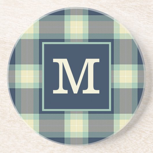 Custom Dark Aquamarin Blue Green Classic Tartan Mu Getränkeuntersetzer (Vorne)