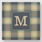 Custom Dark Aquamarin Blue Green Classic Tartan Mu Steinuntersetzer (Vorderseite)
