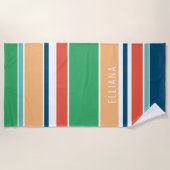 Custom Dark Aquamarin Blue Green Orange Yellow Str Strandtuch (Vorderseite)