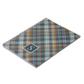 Custom Dark Aquamarin Blue Stripe Kariert Gingham Notizblock (Linke Seite)