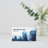 Custom Dark Aquamarin Blue Watercolor Beruflich Visitenkarte (Stehend Vorderseite)