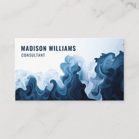 Custom Dark Aquamarin Blue Watercolor Beruflich Visitenkarte (Vorderseite)