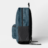 Custom Dark Aquamarin Blue Woodgrain Muster Bedruckter Rucksack (Rechts)