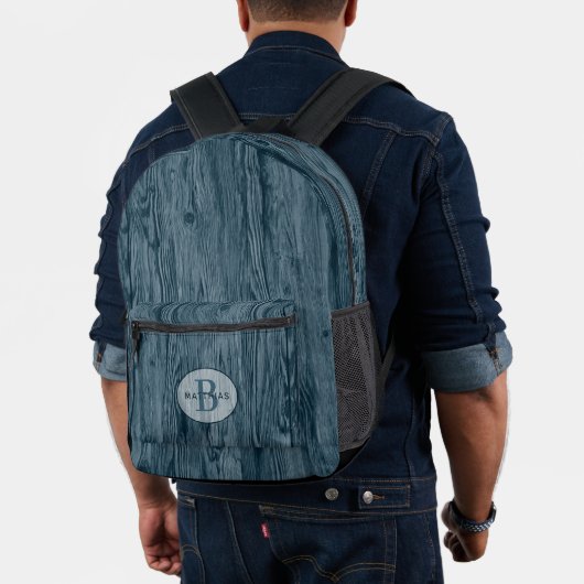 Custom Dark Aquamarin Blue Woodgrain Muster Bedruckter Rucksack (Insitu (Modell))