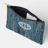 Custom Dark Aquamarin Blue Woodgrain Muster Zubehörtasche (Offen)